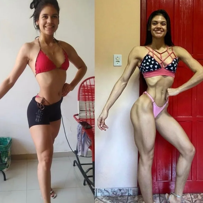 Transformação — 6 meses (mesmo peso, físico diferente)