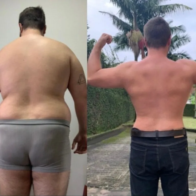 Transformação — 8 meses (−20 kg)